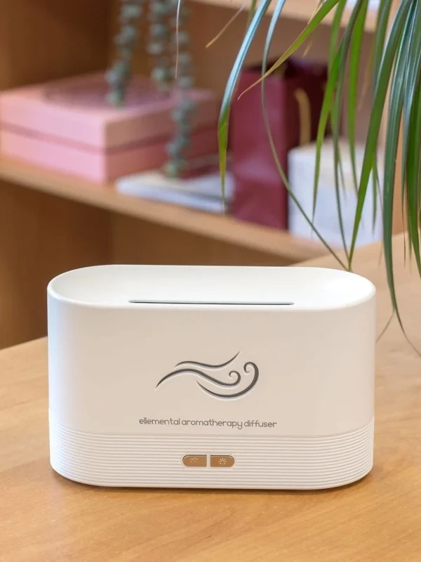 Aroma difuzér Flame 180 ml – efekt plameňa, USB, čierny / biely 2