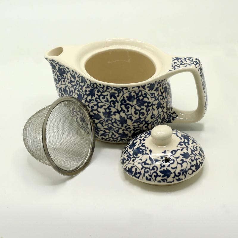 Bylinná čajová súprava - čajník / šálky - Modrý Vzor