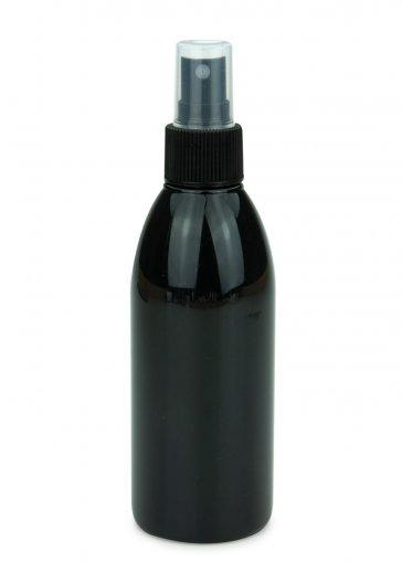 PET fľaša Rafael 200 ml čierna s rozprašovačom jemnej hmly 24/410
