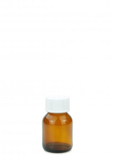 Sklenená fľaša so širokým hrdlom jantárovej farby 100 ml PFP35 uzáver s detskou poistkou