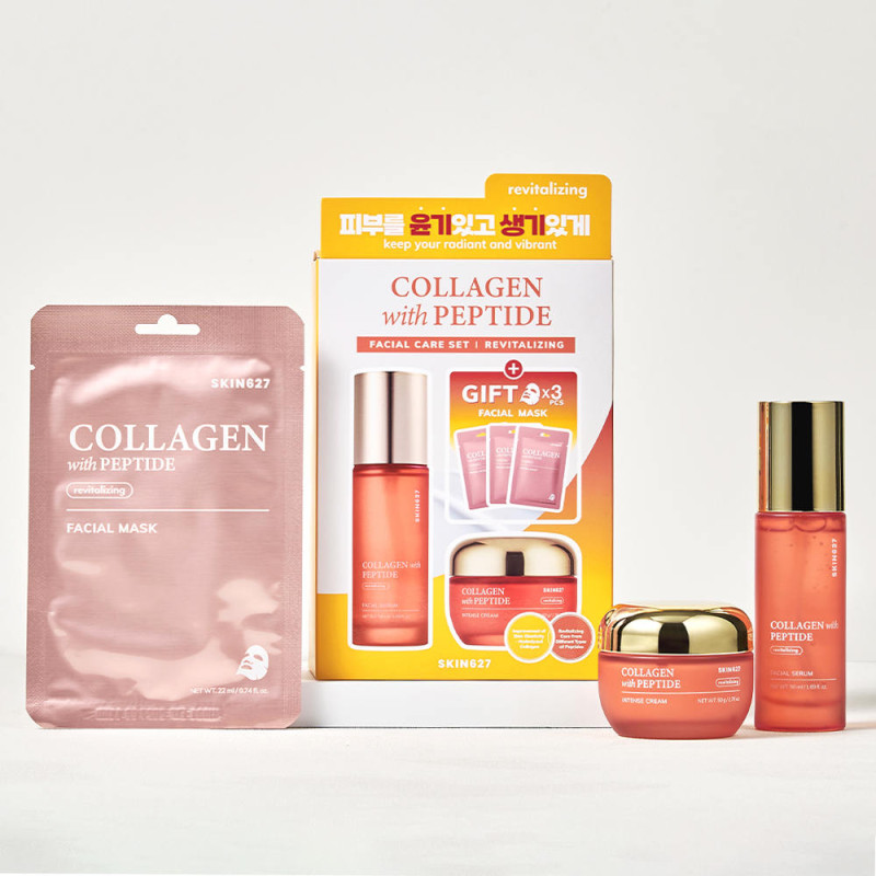 Sada na starostlivosť o tvár SKIN627 COLLAGEN s peptidmi, 3 x 22 ml + 50 g + 50 ml 1