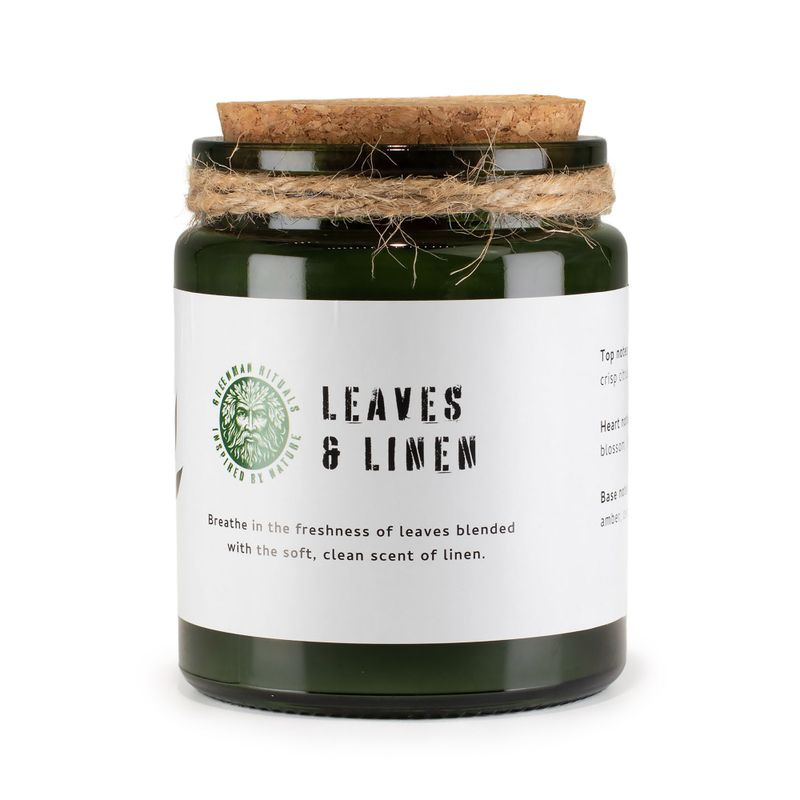 🌿 Sójová sviečka Listy a ľan – Leaves & Linen Woodwick 160 g
