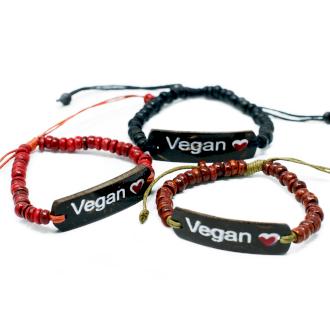 Kokosové náramky so sloganom - Vegan