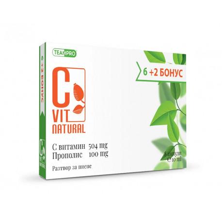 C Vit Natural, tekutý vitamín C s propolisom, Team Pro, 8 fľaštičiek