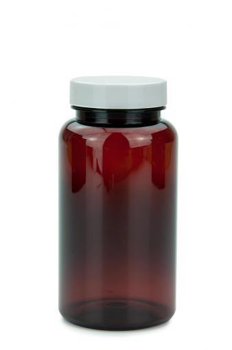 PET fľaša jantárová 200 ml 7 oz 45/400 s uzáverom 45/400 biely s vložkou citlivou na tlak